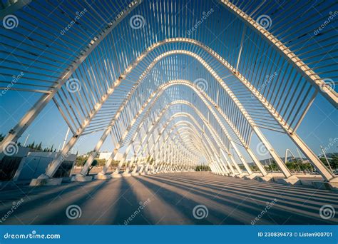 Buildings and Architecture at the Athens Olympic Stadium at Dusk ...