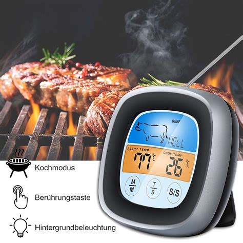 Digital Meat Thermometer Instant Read Timer Meat with 40 inch Probe ...