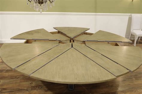 Jupe Table, Transitional Expandable Round Dining Table for 12