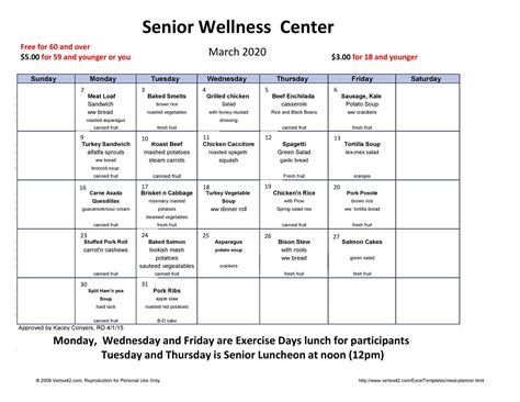 03/2020 Senior Lunch Menu - KWSO 91.9