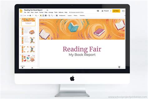 Reading Fair & Book Report - PowerPoint Template Theme - School Project ...