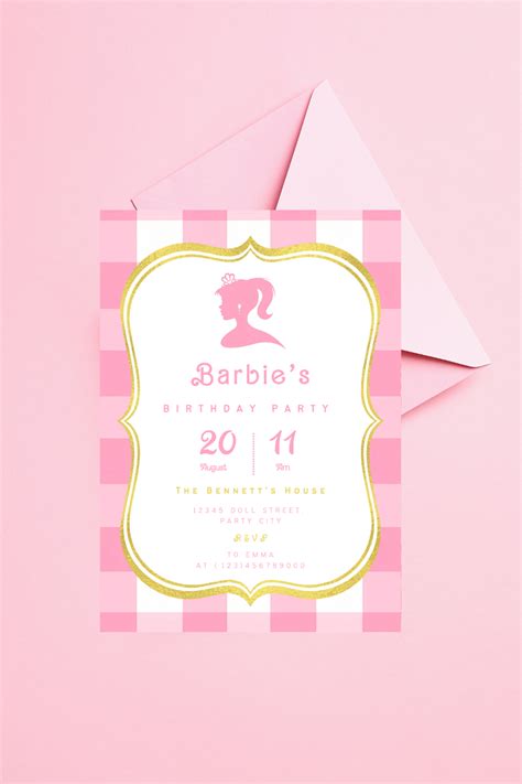 Editable Barbie Birthday Invitation Pink Doll Invitation - Etsy UK in 2024 | Barbie birthday ...