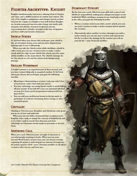 An Alternate Knight Archetype for the Fighter. | Dungeons and dragons classes, D&d dungeons and ...