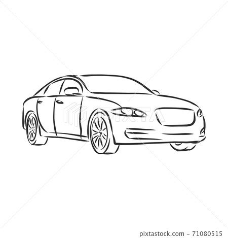 Car line art, modern car, vector sketch... - Stock Illustration [71080515] - PIXTA