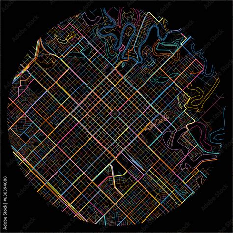 Colorful Map of Resistencia with all major and minor roads. Stock ...