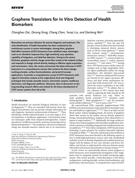 Graphene Transistors for In Vitro Detection of Health Biomarkers | Request PDF