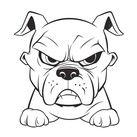 Bulldog With Angry Mouth Outline Sketch Drawing Vector, Dog Drawing ...