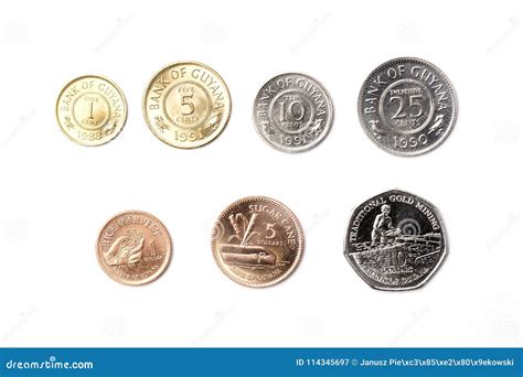 Coins from Guyana stock image. Image of coin, background - 114345697