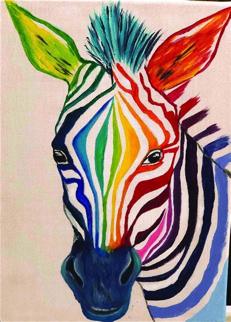 Colorful Zebra Art Original Acrylic Painting on Canvas or Prints for ...