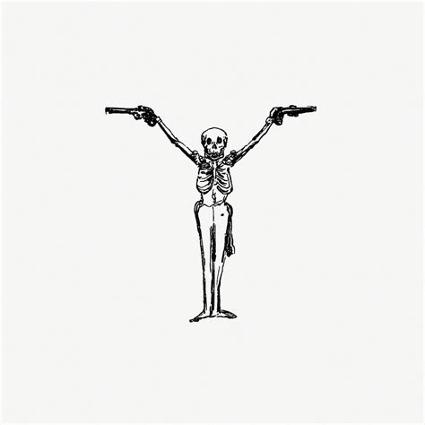 Drawing skeleton holding guns | Premium PSD Illustration - rawpixel