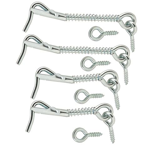 4 Sets Zinc Plated Wire Gate Hook and Eye Cabin Latch w/ Spring Lock Farm Barn 6262008876924 | eBay