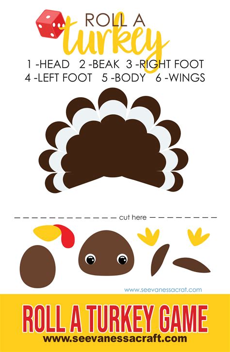 Free Printable Thanksgiving Turkey Dice Game for Kids