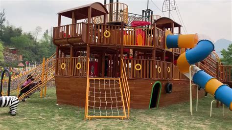 High Quality Cheap New Design Children Ship Boat Vessel Wooden Outdoor Playground Equipment For ...