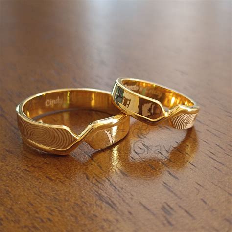 Buy Gold Rings With Fingerprint Engraved | Platinum Fingerprint Ring