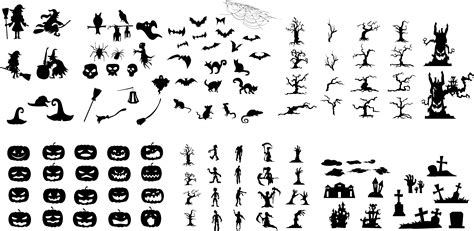 Collection of halloween silhouettes icons 1951565 Vector Art at Vecteezy