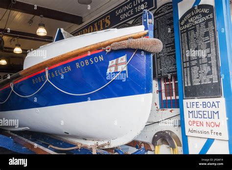 England, Yorkshire, Whitby, Whitby Lifeboat Museum, Lifeboat and Record of Rescues Stock Photo ...