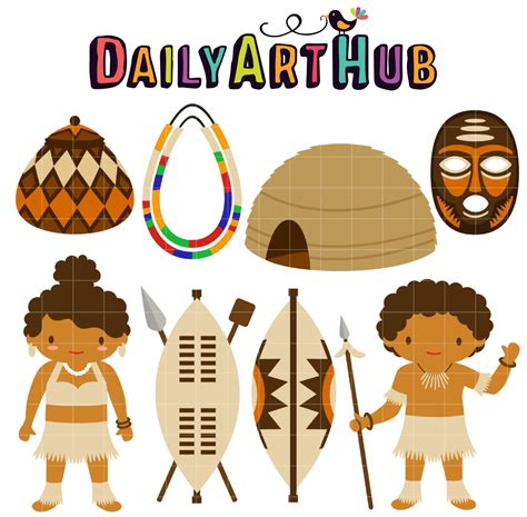 Africa Zulu Tribe Clip Art Set – Daily Art Hub // Graphics, Alphabets & SVG