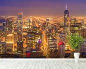 Chicago Skyline at Night Wallpaper Wall Mural | Wallsauce USA