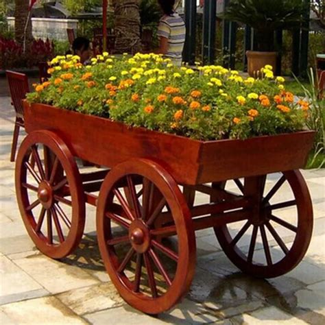 Red Antique Decorative Garden Wooden Planter Cart - Buy Planter Cart ...