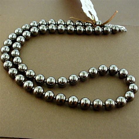 Simple hematite necklace -black gray necklace-8mm beaded necklace -gray ...