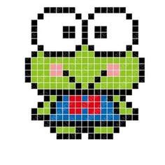 Keroppi Perler Bead Pattern Pixel Art Pattern, Fuse Beads, Tiny Cross Stitch, Cross Stitch For Kids