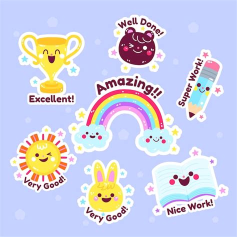 Free Vector | Set of cartoon good job stickers