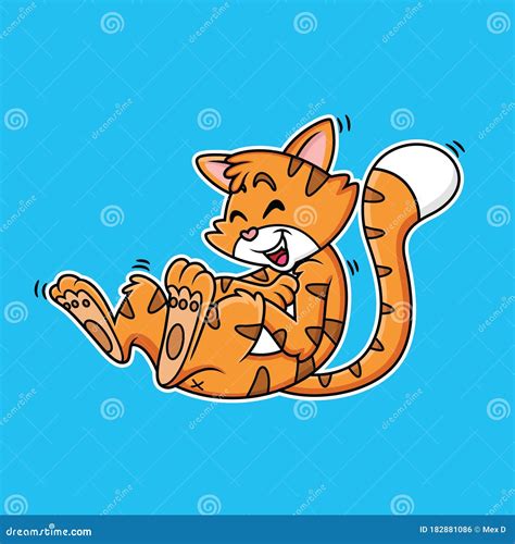 Cartoon Cat Expression Laughing in Blue Background Stock Illustration ...