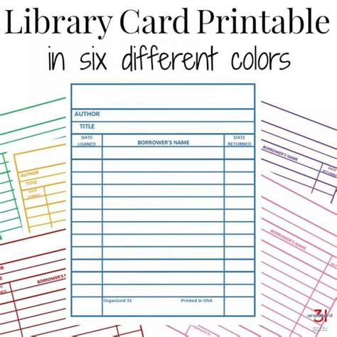 Library Checkout Card Template Printable - Printable Word Searches