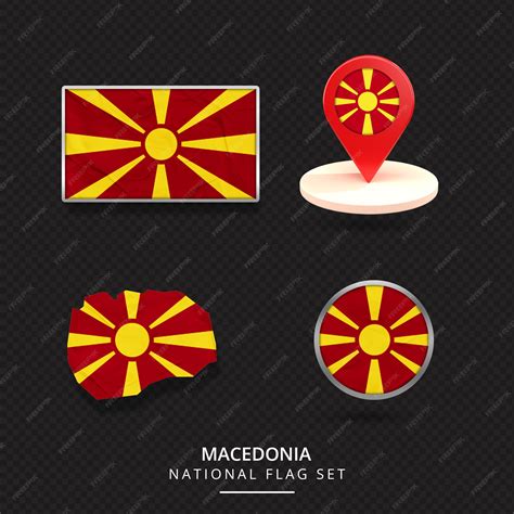 Premium PSD | Macedonia national flag map location element design