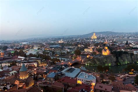 Night View Of Tbilisi Architecture View Tourism Photo Background And ...