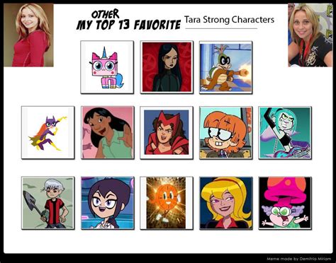 My OTHER Top 13 Favorite Tara Strong Characters by ajpokeman on DeviantArt