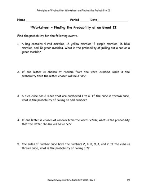 Probability Worksheets Grade 8