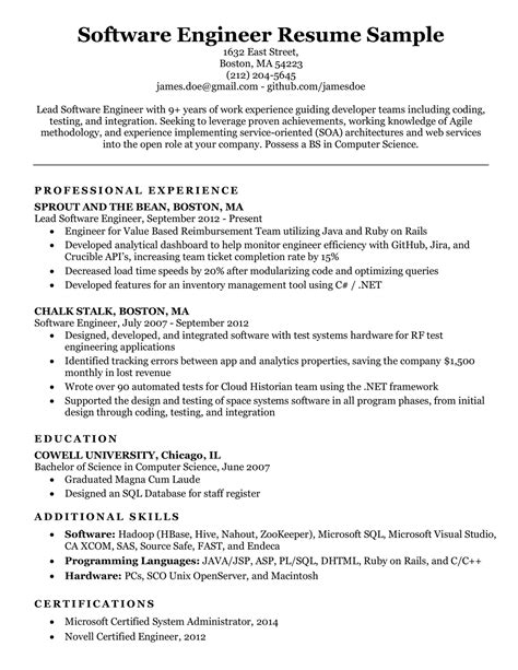 Software Engineer Resume Sample & Writing Tips | Resume Companion