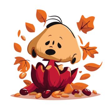 Peanuts Fall Vector, Sticker Clipart Cartoon Character Sitting With ...