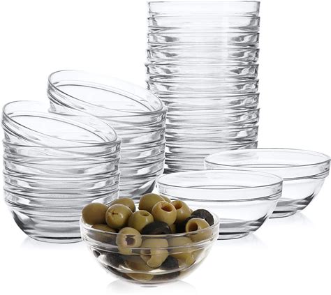 Mini 3.5 Inch Glass Bowls for Kitchen Prep, Dessert, Dips, and Candy Dishes or Nut Bowls, Set of ...