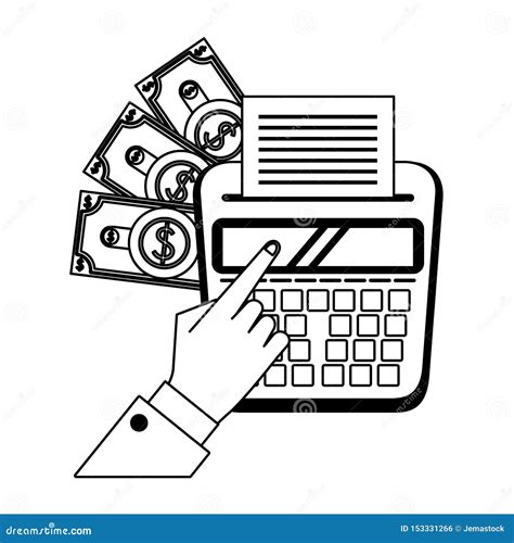 Saving Money Business Finance Cartoon in Black and White Stock Vector - Illustration of debt ...