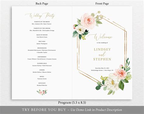 Downloadable Free Wedding Program Templates