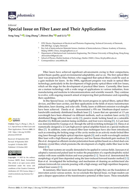 (PDF) Special Issue on Fiber Laser and Their Applications