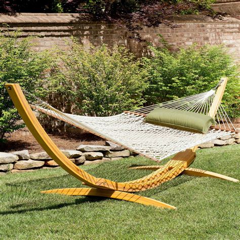 Deluxe Rope Hammock with Wooden Stand on Sale | DFOHome | Hammock, Backyard hammock, Hatteras ...