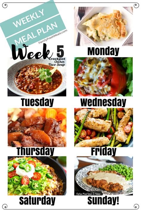 Easy Weekly Meal Plan Week 5 - Family Fresh Meals