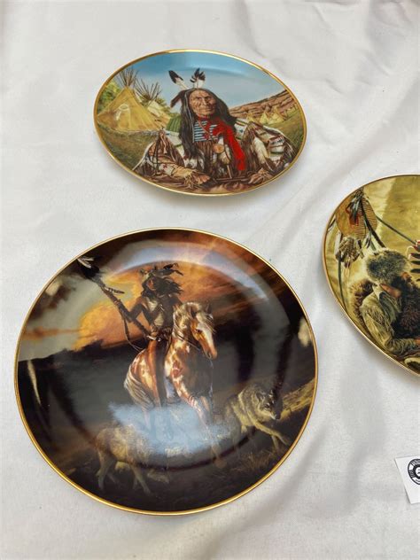 3 Franklin Mint Native American Collector Plates with COA's 24k Gold ...