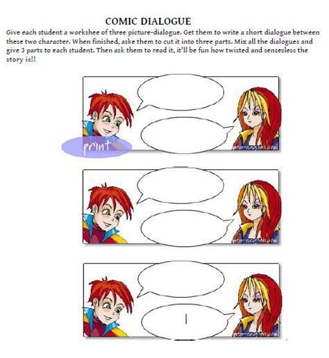 Comic Dialogue: Primary Worksheet