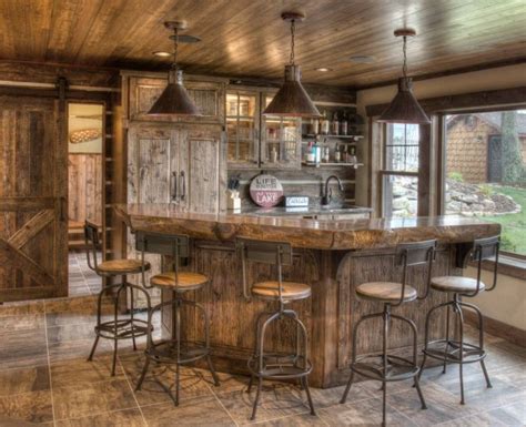 15 Distinguished Rustic Home Bar Designs For When You Really Need That ...