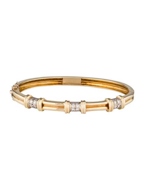 14K Gold & Diamond Bangle Bracelet - Bracelets - FJB21936 | The RealReal