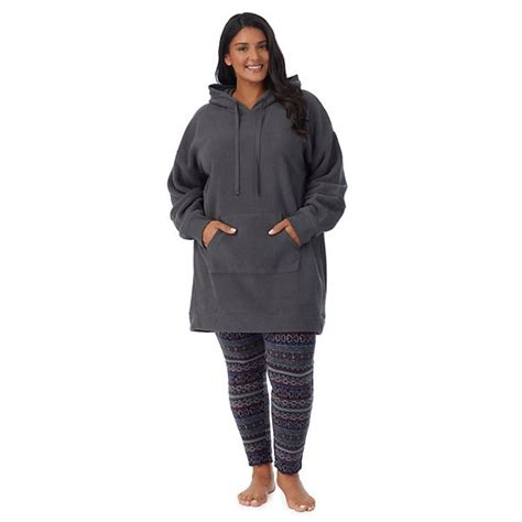 Plus Size Cuddl Duds Fleece Hooded Pajama Tunic & Pajama Leggings Sleep Set