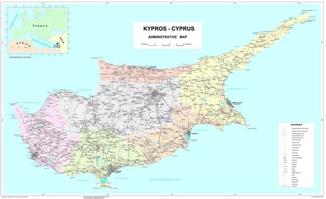 Detailed Political And Administrative Map Of Cyprus With Relief Roads ...