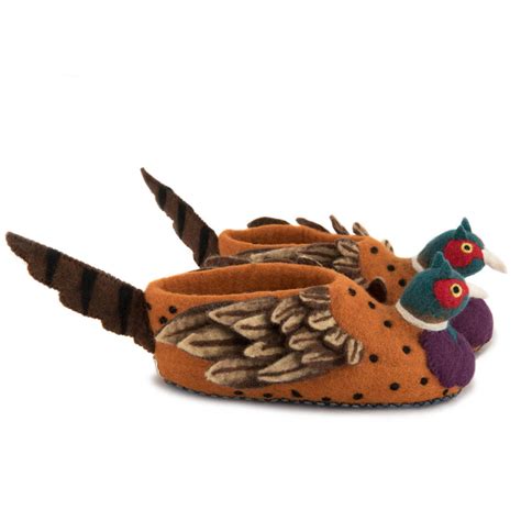 Freddie The Pheasant Adult Felt Slippers By Sew Heart Felt