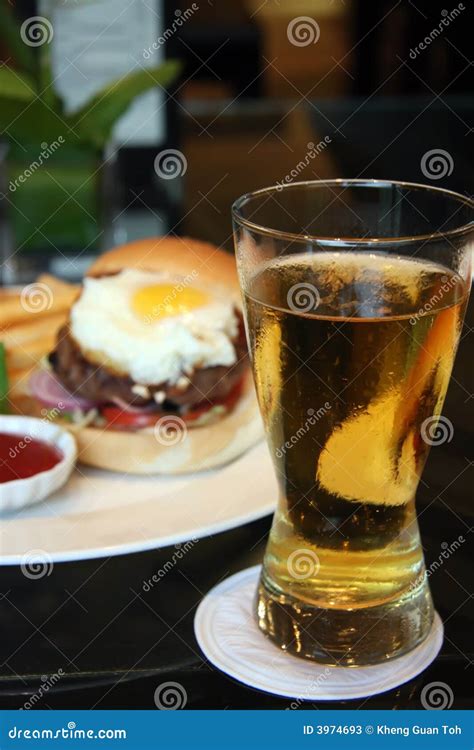 Burger and beer stock image. Image of brew, alcohol, golden - 3974693