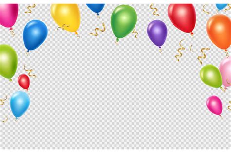 Celebration vector background template. Realistic balloons and ribbons ...