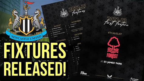 NEWCASTLE UNITED FIXTURES RELEASED! Premier League 2022/23 Season - Win ...